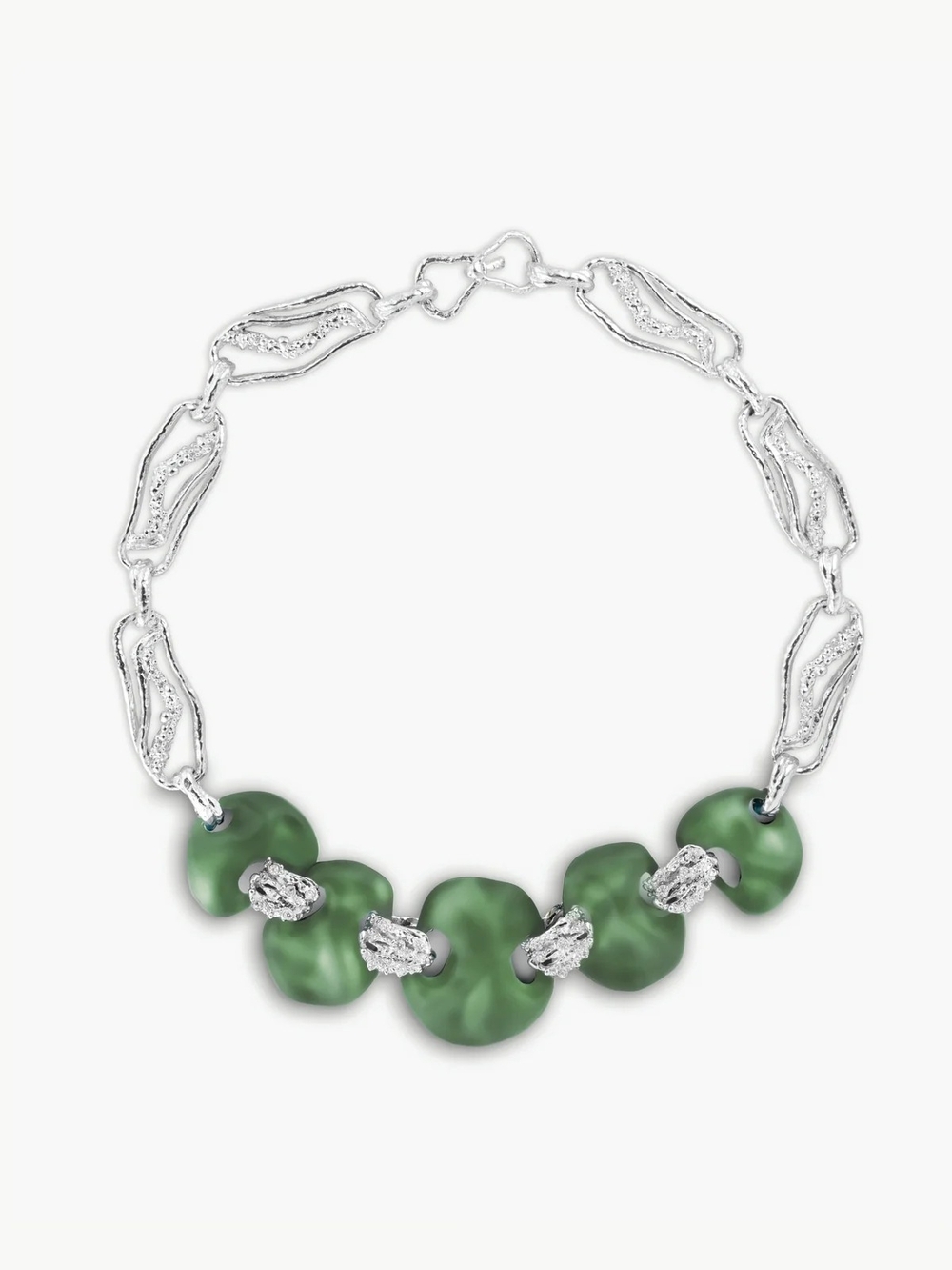 CUSTOM MADE  Brass Plated In Rhodium With Rasin Stones Necklace by JUDE BENHALIM